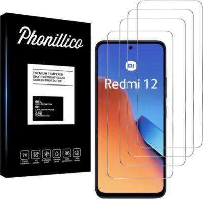 Protège écran PHONILLICO Xiaomi Redmi 12 - Verre Trempé x4
