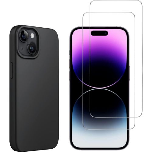 Pack PHONILLICO iPhone 15 -Coque tpu noir + Verre trempé