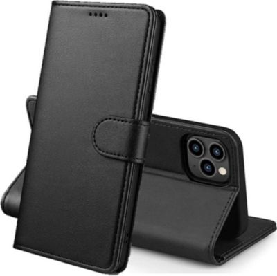 Coque PHONILLICO iPhone 15 Pro Max - Etui rabat noir