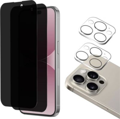 Pack PHONILLICO iPhone 15 Pro Max - Verre espion +caméra