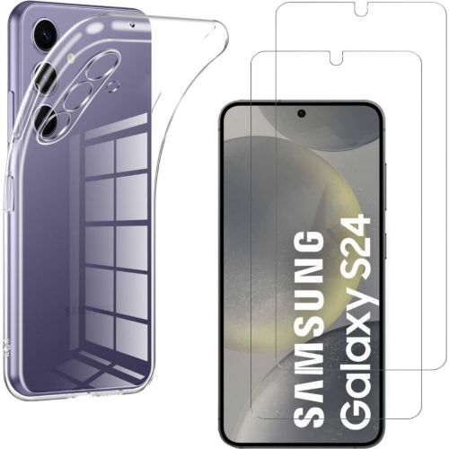 Coque Magnétique Samsung Galaxy S24 Ultra avec Verre Trempé - Argenté