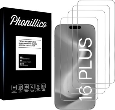 Protège écran PHONILLICO iPhone 16 Plus - Verre trempé x4