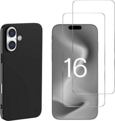 Pack PHONILLICO iPhone 16 - Coque Noir et verre trempé