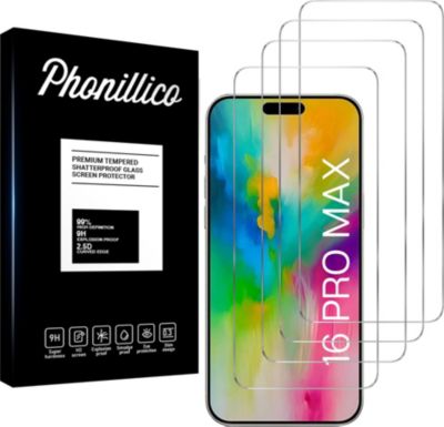 Protège écran PHONILLICO iPhone 16 Pro Max - Verre trempé x4 Protège écran PHONILLICO iPhone 16 Pro Max - Verre trempé x4