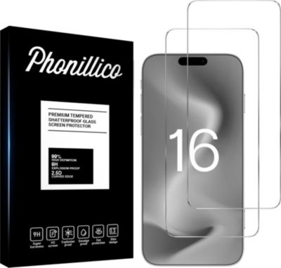 Protège écran PHONILLICO iPhone 16 - Verre trempé x2