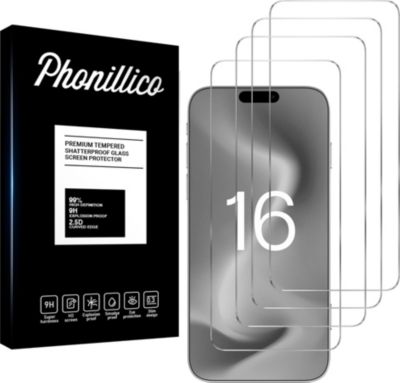 Protège écran PHONILLICO iPhone 16 - Verre trempé x4