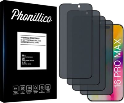 Protège écran PHONILLICO iPhone 16 Pro Max - Verre espion noir x4
