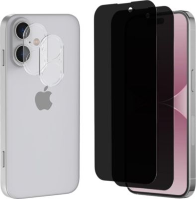 Protège écran PHONILLICO iPhone 16 Plus - Verre espion + caméra