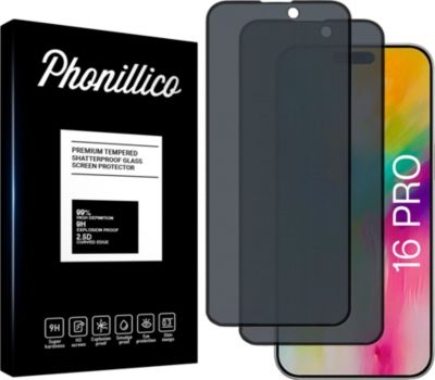 Protège écran PHONILLICO iPhone 16 Pro - Verre espion noir x2