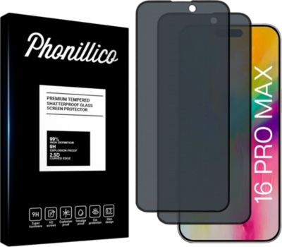 Protège écran PHONILLICO iPhone 16 Pro Max - Verre espion noir x2