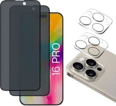 Protège écran PHONILLICO iPhone 16 Pro - Verre espion + caméra