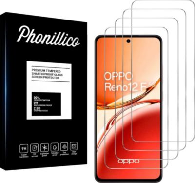 Protège écran PHONILLICO Oppo Reno 12 F 5G - Verre trempé x4 Protège écran PHONILLICO Oppo Reno 12 F 5G - Verre trempé x4