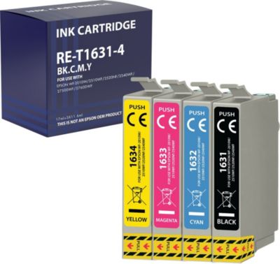 Cartouche d'encre PHONILLICO 16XL Pour Epson WorkForce Pack 4 NCMY