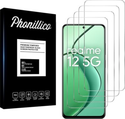 Protège écran PHONILLICO Realme 12 5G - Verre trempé x4