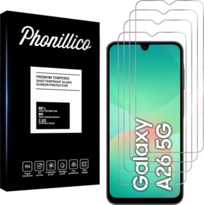 Protège écran PHONILLICO Samsung Galaxy A26 5G - Verre trempé x4 Protège écran PHONILLICO Samsung Galaxy A26 5G - Verre trempé x4