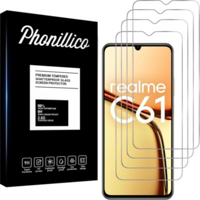 Protège écran PHONILLICO Realme C61 - Verre trempé x4 Protège écran PHONILLICO Realme C61 - Verre trempé x4