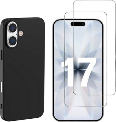 Pack PHONILLICO iPhone 17 - Coque Noir + Verres trempé Pack PHONILLICO iPhone 17 - Coque Noir + Verres trempé