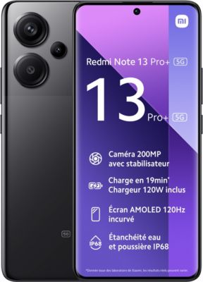 Smartphone XIAOMI Redmi Note 13 Pro+ 5G Dual Noir 256Go Reconditionné