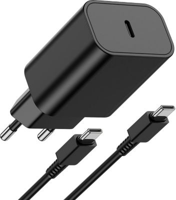 Chargeur USB C . Chargeur Rapide 20W + Cable USB C Noir p