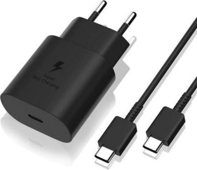 Chargeur USB C . Chargeur Noir Rapide 25W + Cable USB C p