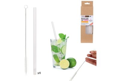 Paille COOK CONCEPT verre x4 avec goupillon