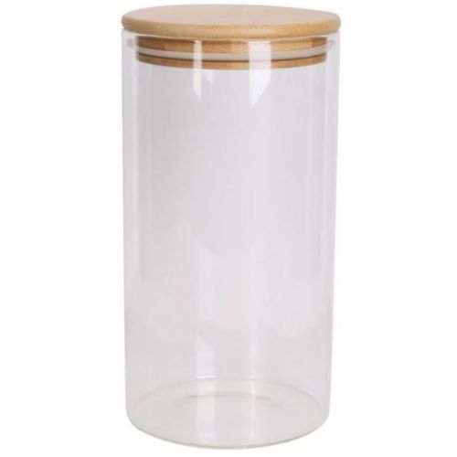Set de 6 bocaux en verre avec couvercle en bambou – transparent