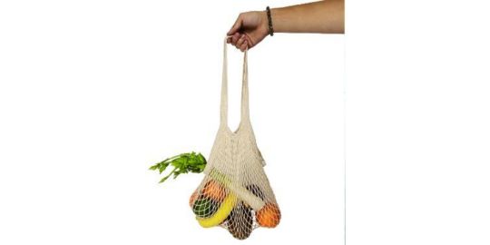 Sac filet ENTRE TEMPS a provision avec pochon coton 36 x 35 cm