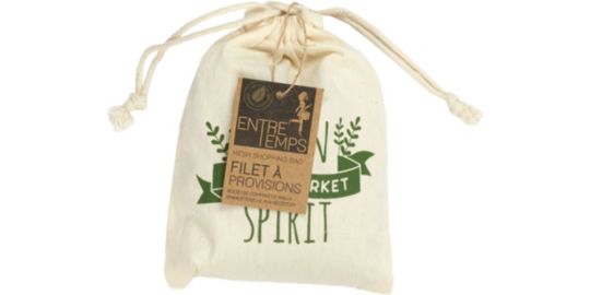 Sac filet ENTRE TEMPS a provision avec pochon coton 36 x 35 cm