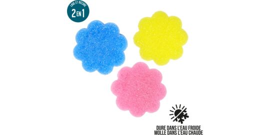 Eponge magique JE CHERCHE UNE IDEE EPONGE SCRUB FLEUR X3 M24