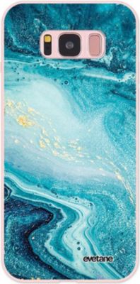 Coque EVETANE Silicone Galaxy S8 Marbre Bleu