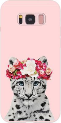 Coque EVETANE Silicone Galaxy S8 Léopard Fleurs
