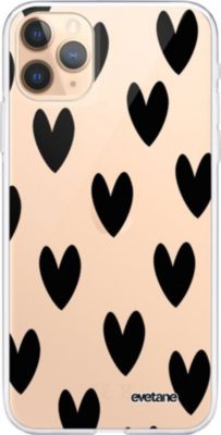 Coque EVETANE 360° iPhone 11 Pro Max Coeurs Noirs