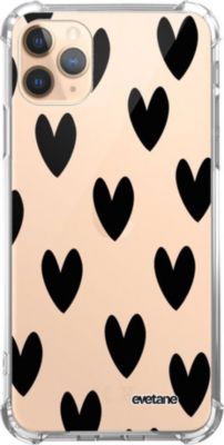 Coque EVETANE Souple iPhone 11 Pro Coeurs Noirs