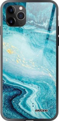 Coque EVETANE Verre iPhone 11 Pro Marbre Bleu