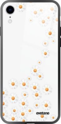 Coque EVETANE Verre iPhone XR Marguerite