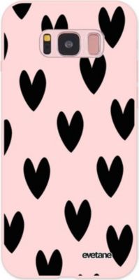 Coque EVETANE Silicone Galaxy S8 Coeurs Noirs