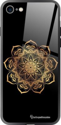 Coque EVETANE Soft Touch iPhone SE Mandala Or