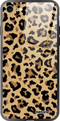 Coque EVETANE Soft Touch iPhone SE Léopard Beige