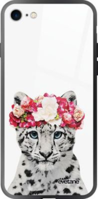 Coque EVETANE Soft Touch iPhone SE Léopard Fleurs