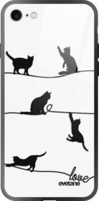 Coque EVETANE Soft Touch iPhone SE Chat Lignes