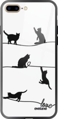Coque EVETANE Soft Touch iPhone 7/8 Plus Chat Lignes