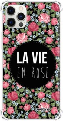 Coque EVETANE Souple iPhone 12/12 Pro La Vie En Rose