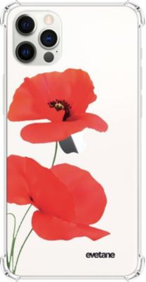 Coque EVETANE Souple iPhone 12/12 Pro Coquelicot
