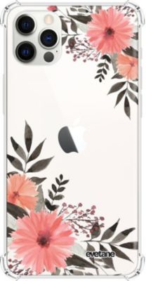 Coque EVETANE Souple iPhone 12/12 Pro Fleurs Rose Coque EVETANE Souple iPhone 12/12 Pro Fleurs Rose