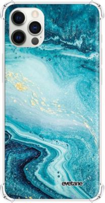 Coque EVETANE Souple iPhone 12/12 Pro Marbre Bleu Coque EVETANE Souple iPhone 12/12 Pro Marbre Bleu
