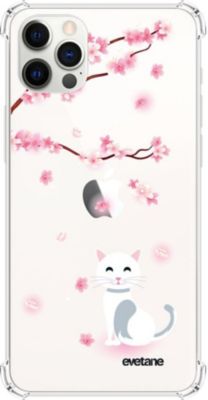 Coque EVETANE Souple iPhone 12/12 Pro Chat Fleurs Coque EVETANE Souple iPhone 12/12 Pro Chat Fleurs