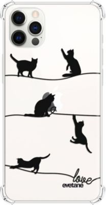 Coque EVETANE Souple iPhone 12/12 Pro Chat Lignes Coque EVETANE Souple iPhone 12/12 Pro Chat Lignes
