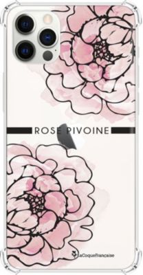 Coque EVETANE Souple iPhone 12/12 Pro Rose Pivoine