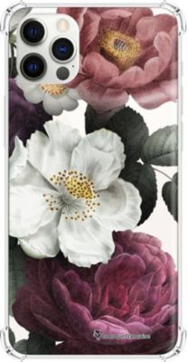 Coque EVETANE Souple iPhone 12/12 Pro Fleurs Rose
