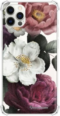 Coque EVETANE Souple iPhone 12/12 Pro Fleurs Rose Coque EVETANE Souple iPhone 12/12 Pro Fleurs Rose